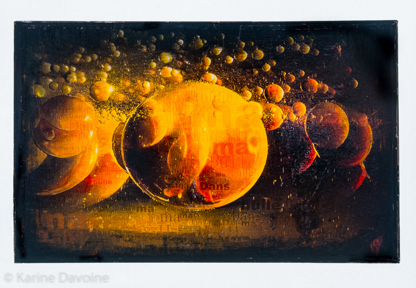 Bulle-planete-rouge-jaune-tableau-plexiglass Entre Jaunes et Rouges Peinture 